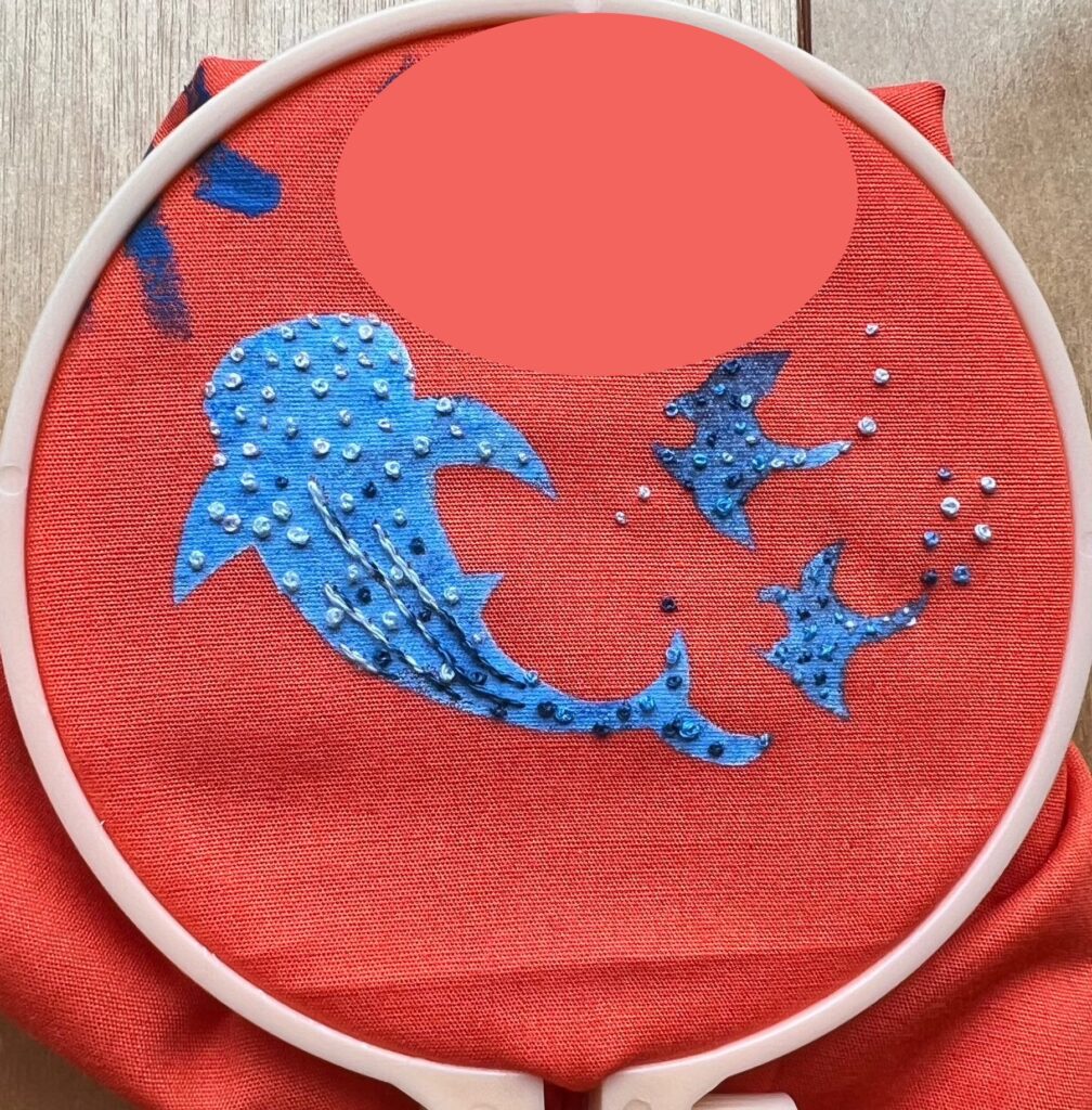 ジンベイザメ　マンタ　刺繍