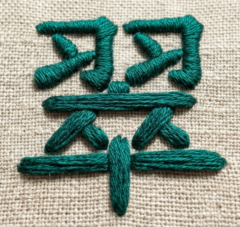 名前刺繍　サテンステッチ