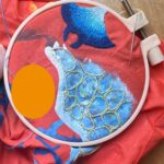 マンタ　刺繍　水面　