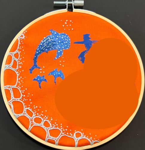 命名書　刺繍　ジンベイザメ　マンタ　海