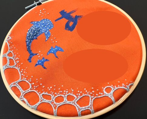 足形刺繍　海　ジンベイザメ　マンタ　刺繍